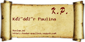 Kádár Paulina névjegykártya